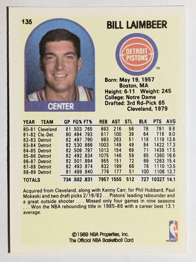 1989-90 Hoops #135 Bill Laimbeer