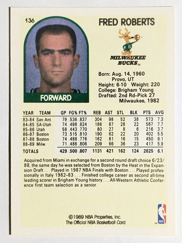 1989-90 Hoops #136 Fred Roberts RC