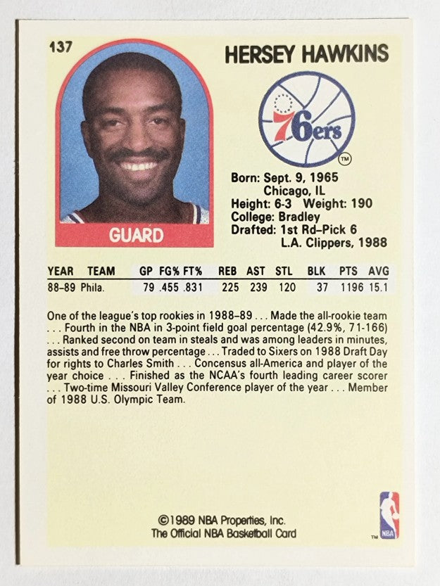 1989-90 Hoops #137 Hersey Hawkins RC