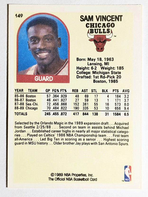 1989-90 Hoops #149 Sam Vincent SP RC