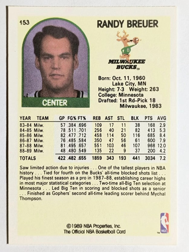 1989-90 Hoops #153 Randy Breuer