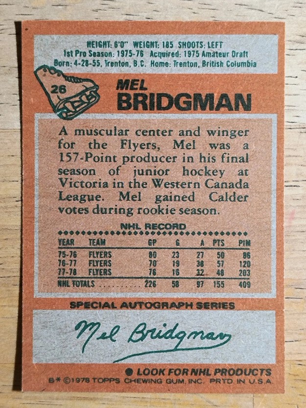1978-79 Topps #26 Mel Bridgman (NMMT)
