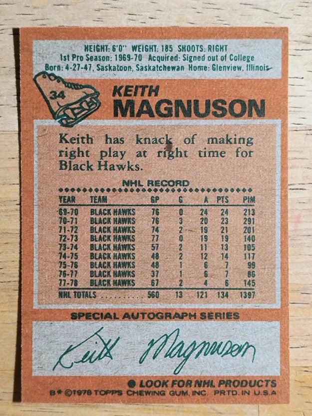 1978-79 Topps #34 Keith Magnuson (VGEX)