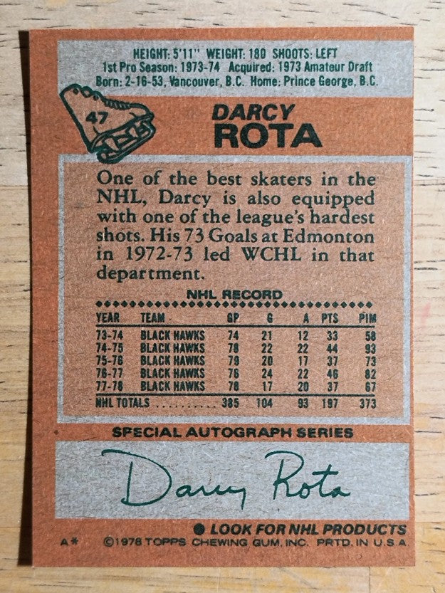 1978-79 Topps #47 Darcy Rota (EX)