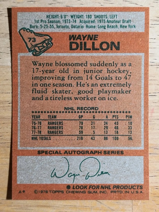 1978-79 Topps #73 Wayne Dillon (NMMT)