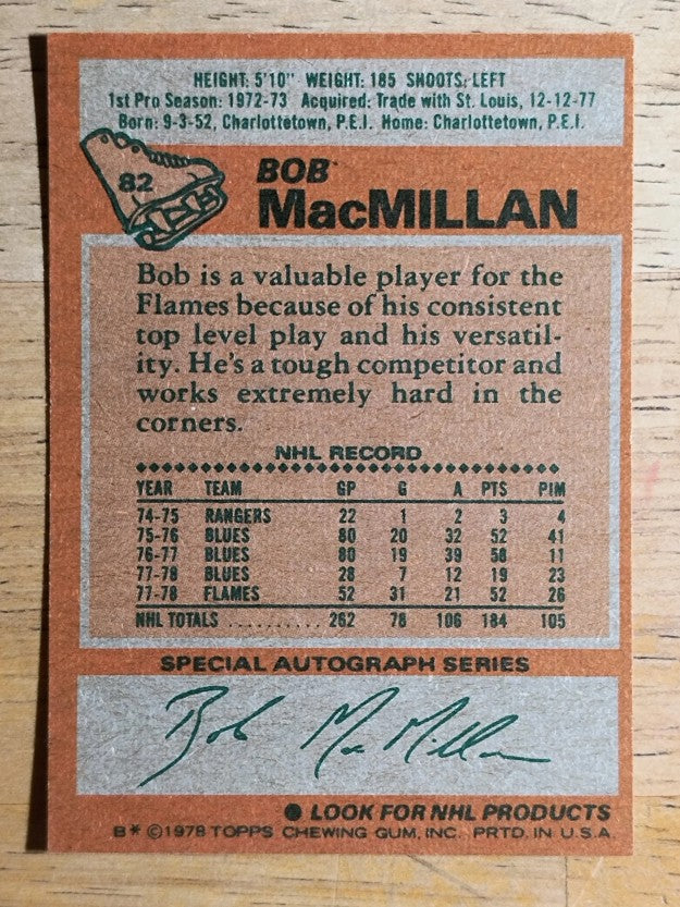 1978-79 Topps #82 Bob MacMillan (NMMT)