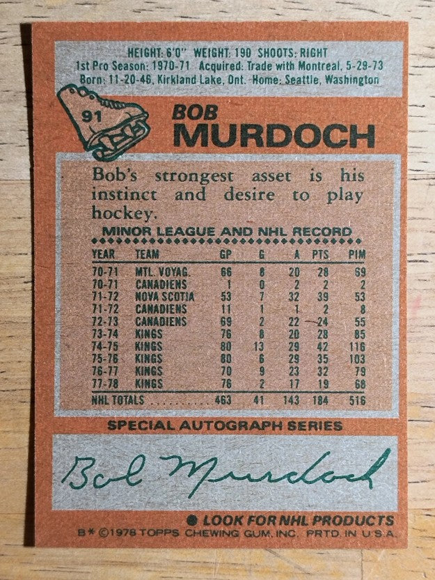 1978-79 Topps #91 Bob Murdoch (MINT)