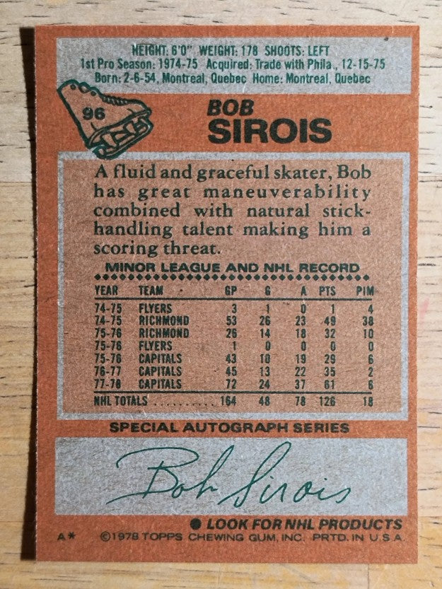 1978-79 Topps #96 Bob Sirois (MINT)