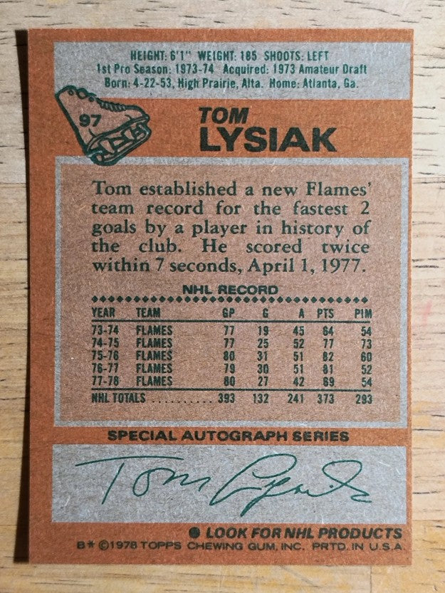 1978-79 Topps #97 Tom Lysiak (NMMT)