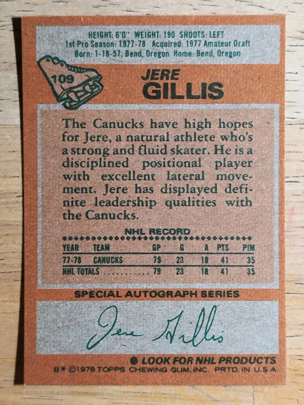 1978-79 Topps #109 Jere Gillis RC (NM)