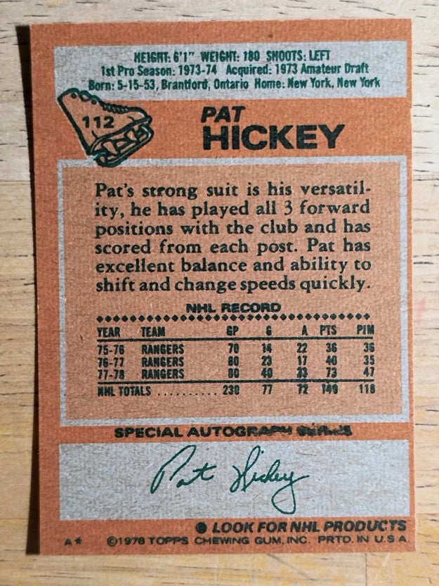 1978-79 Topps #112 Pat Hickey (EXMT)