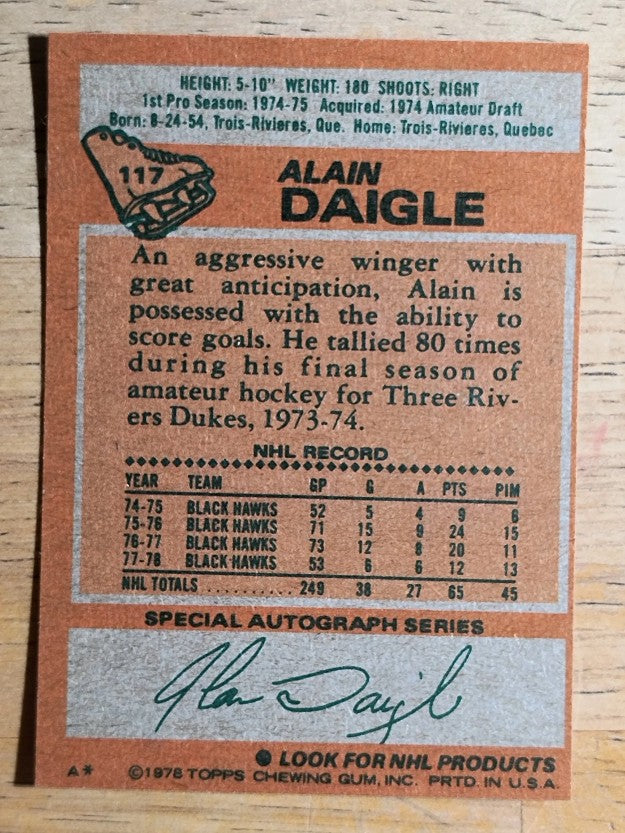 1978-79 Topps #117 Alain Daigle (NM)