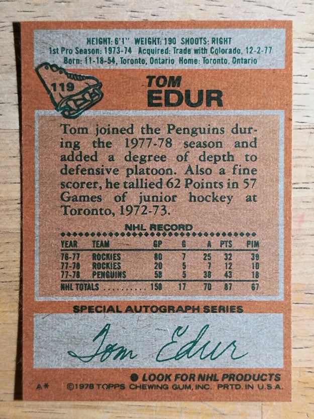 1978-79 Topps #119 Tom Edur (MINT)