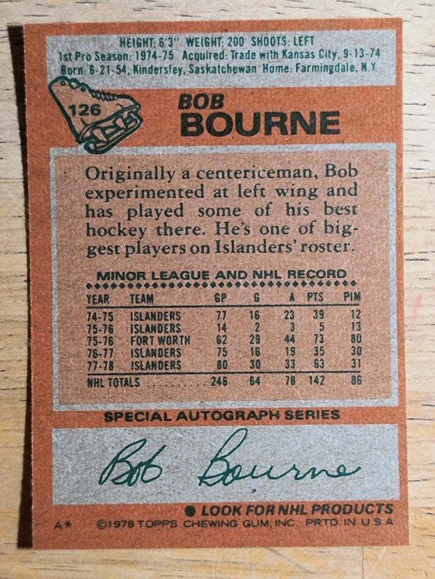 1978-79 Topps #126 Bob Bourne (MINT)