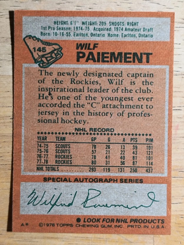 1978-79 Topps #145 Wilf Paiement (MINT)