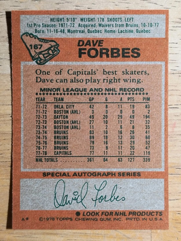 1978-79 Topps #167 Dave Forbes (MINT)