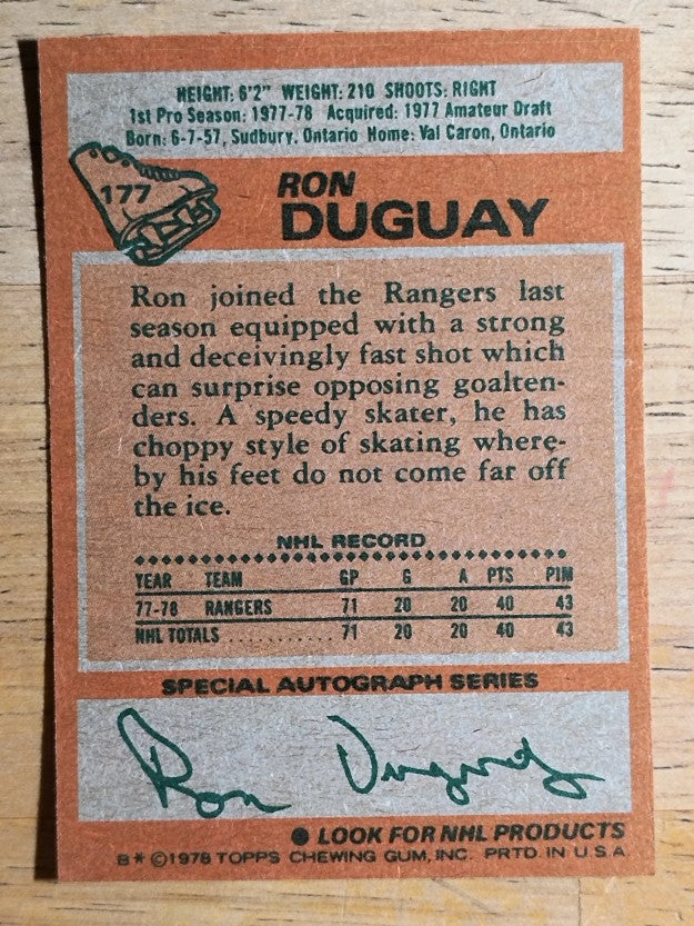 1978-79 Topps #177 Ron Duguay RC (MINT)