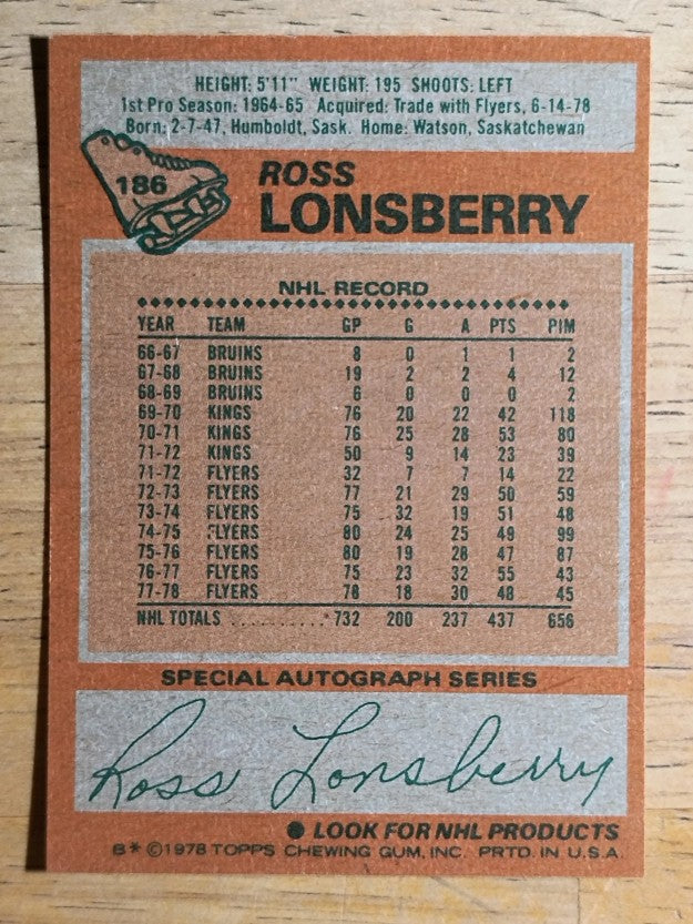1978-79 Topps #186 Ross Lonsberry (MINT)