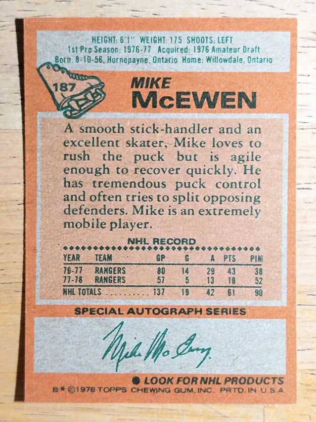 1978-79 Topps #187 Mike McEwen (NM)
