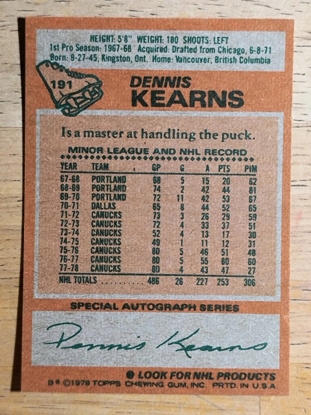 1978-79 Topps #191 Dennis Kearns (MINT)