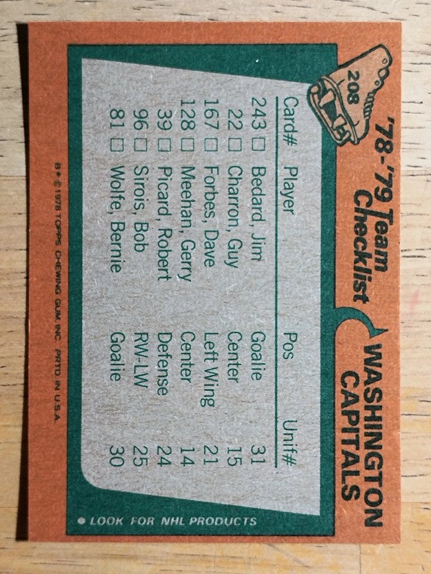 1978-79 Topps #208 Capitals Team CL (EXMT)