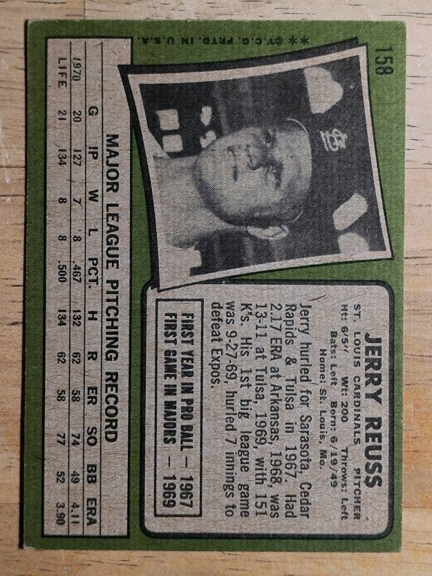 1971 Topps #158 Jerry Reuss (EX)