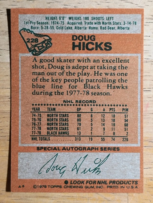 1978-79 Topps #228 Doug Hicks (NM)