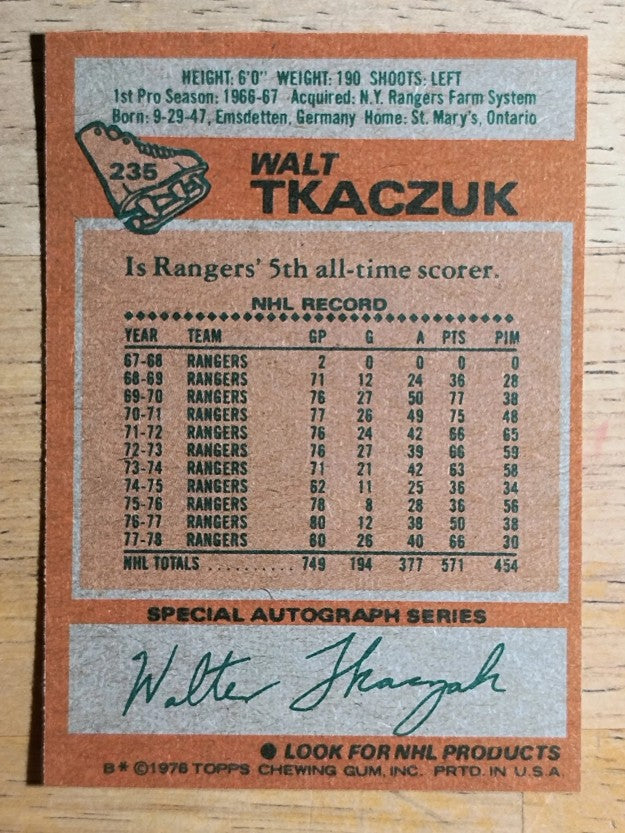 1978-79 Topps #235 Walt Tkaczuk (NM)