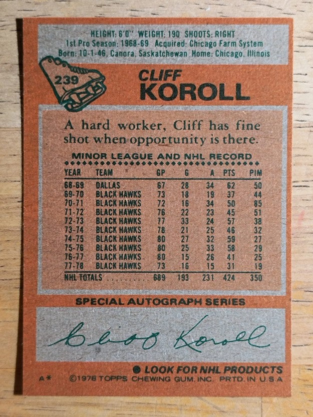 1978-79 Topps #239 Cliff Koroll (MINT)