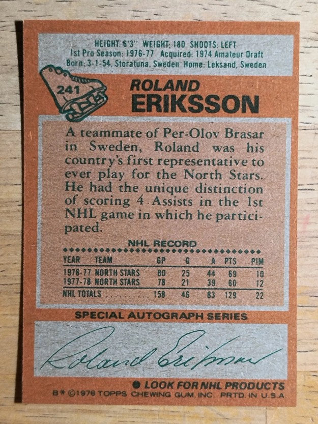 1978-79 Topps #241 Roland Eriksson (NMMT)