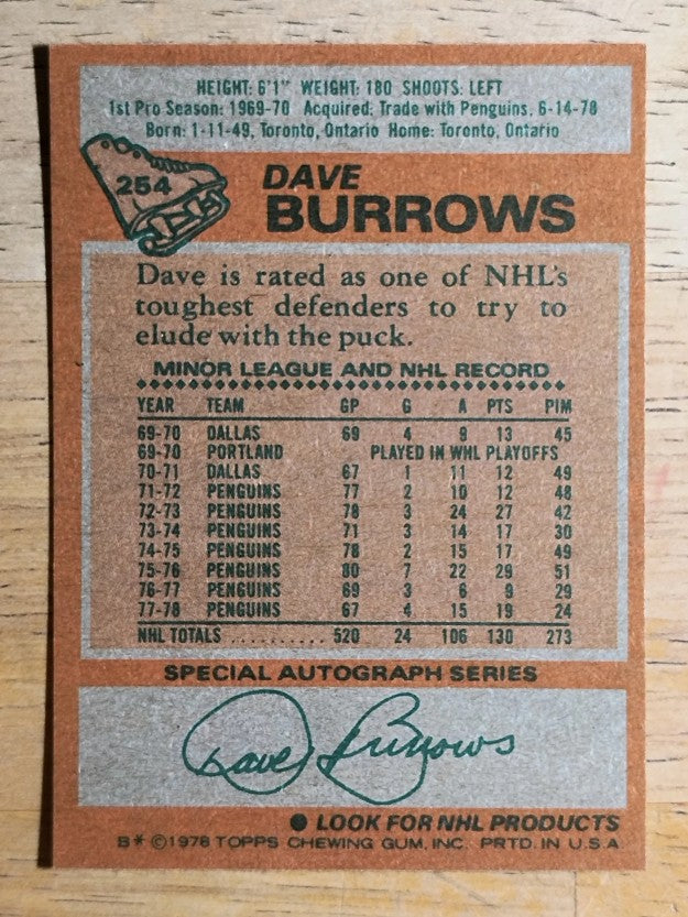 1978-79 Topps #254 Dave Burrows (NM)