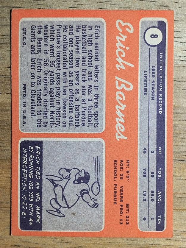 1970 Topps #8 Erich Barnes (EXMT)