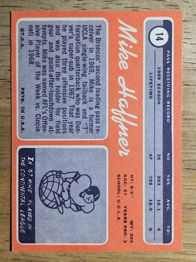 1970 Topps #14 Mike Haffner RC (EXMT)