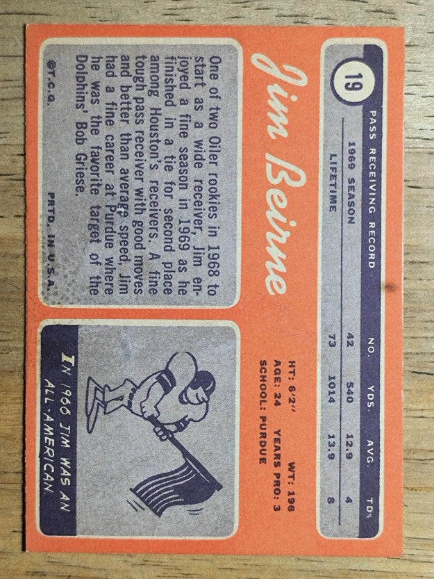 1970 Topps #19 Jim Beirne RC (VGEX)