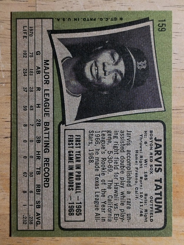 1971 Topps #159 Jarvis Tatum (EX)