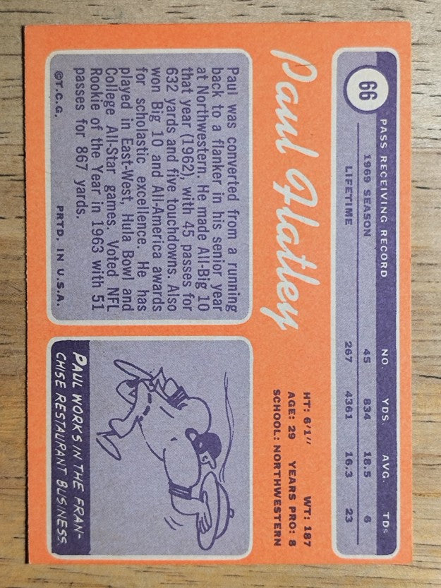 1970 Topps #66 Paul Flatley (EX)