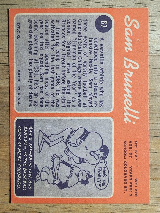 1970 Topps #67 Sam Brunelli RC (EXMT)