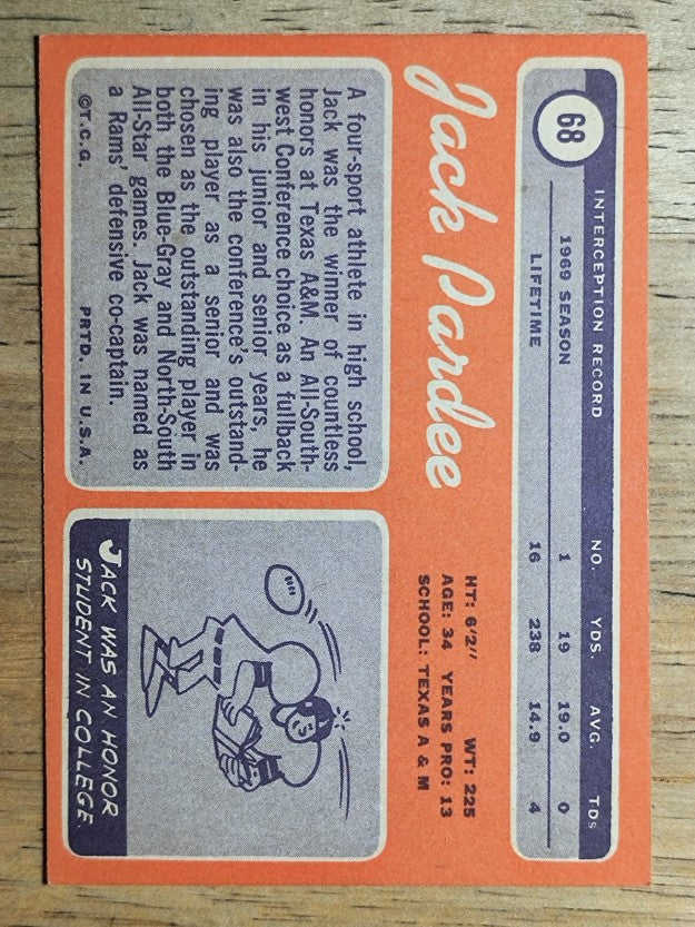 1970 Topps #68 Jack Pardee (NM)