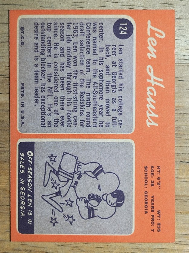 1970 Topps #124 Len Hauss (EX)