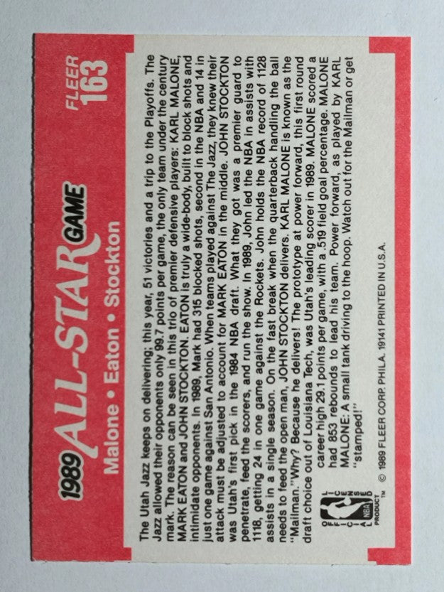 1989-90 Fleer #163 Karl Malone AS/John Stockton/Mark Eaton