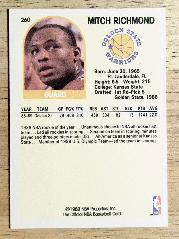 1989-90 Hoops #260 Mitch Richmond RC