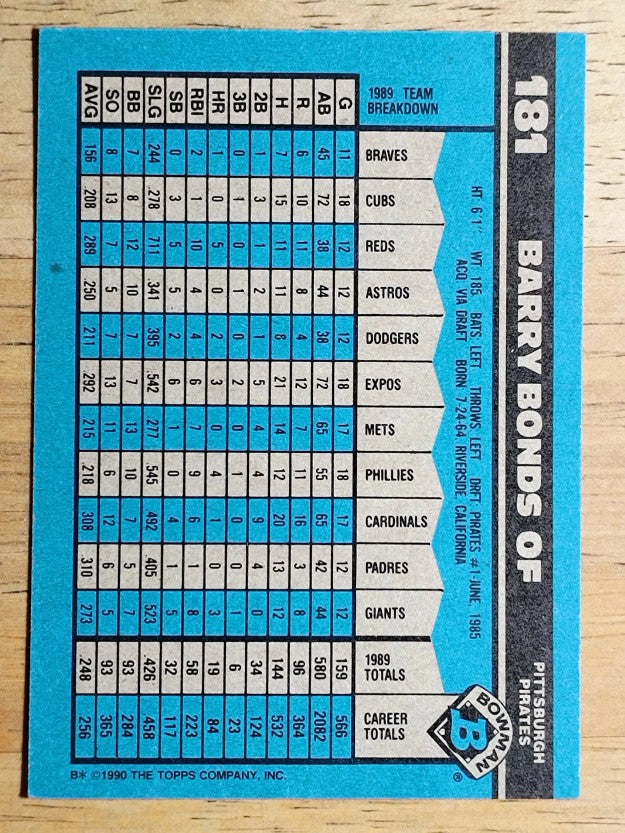 1990 Bowman #181 Barry Bonds