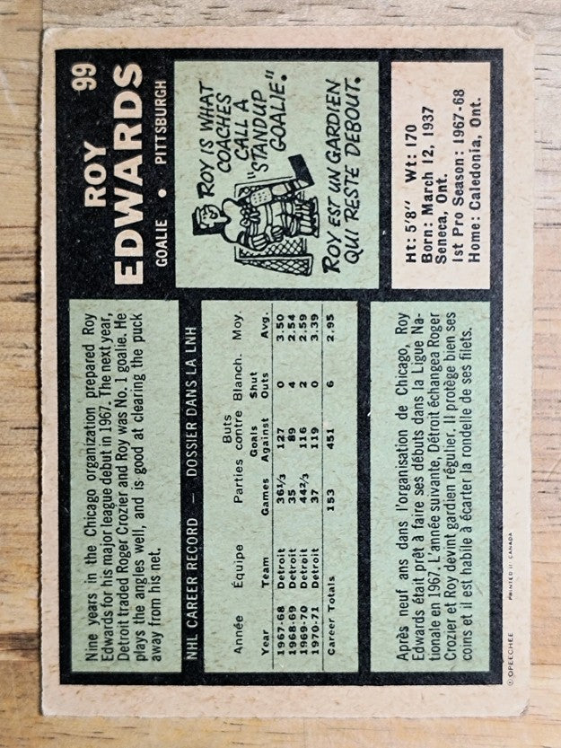 1971-72 O-Pee-Chee #99 Roy Edwards (GOOD)
