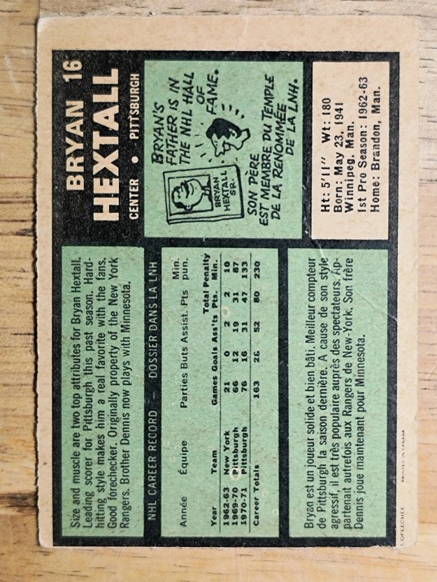 1971-72 O-Pee-Chee #16 Bryan Hextall (GOOD)