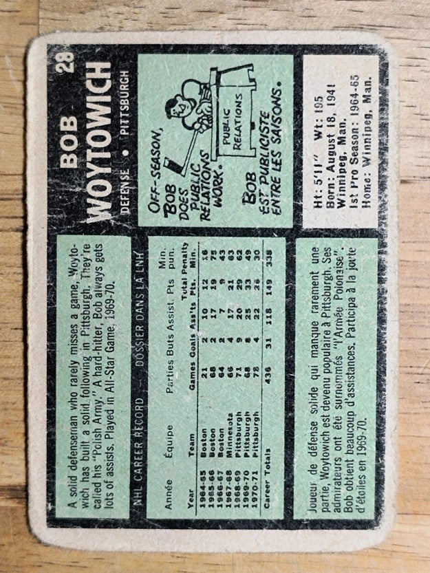 1971-72 O-Pee-Chee #28 Bob Woytowich (POOR)