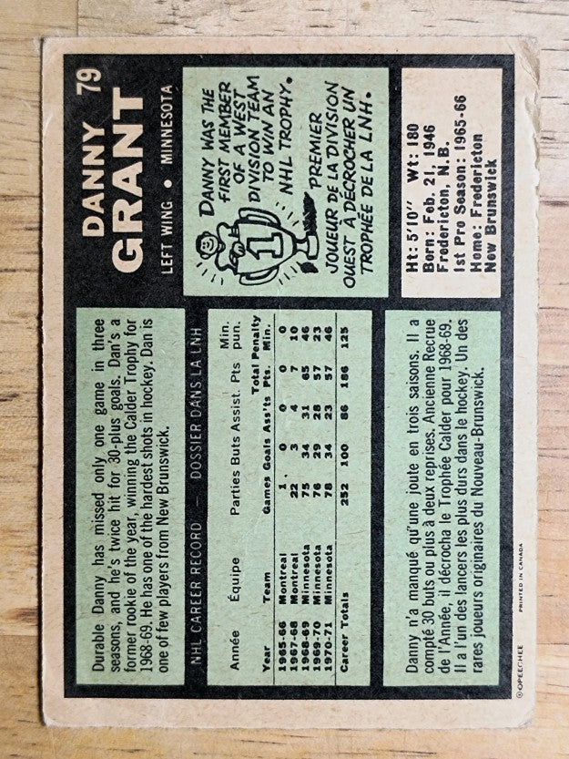 1971-72 O-Pee-Chee #79 Danny Grant (GOOD)