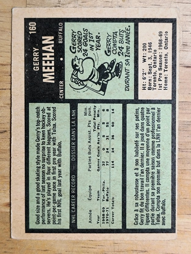1971-72 O-Pee-Chee #160 Gerry Meehan (GOOD)