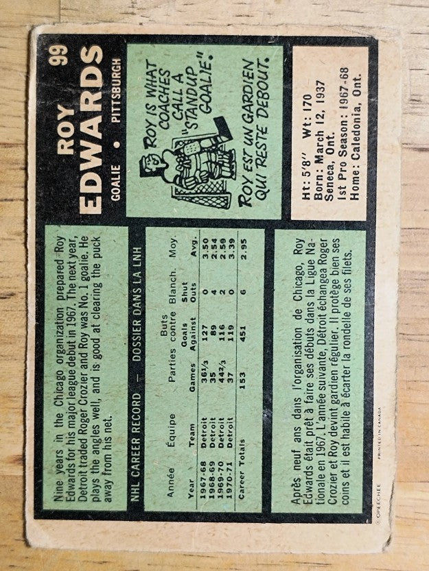 1971-72 O-Pee-Chee #99 Roy Edwards (POOR)