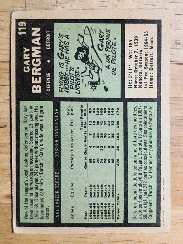 1971-72 O-Pee-Chee #119 Gary Bergman (VG)