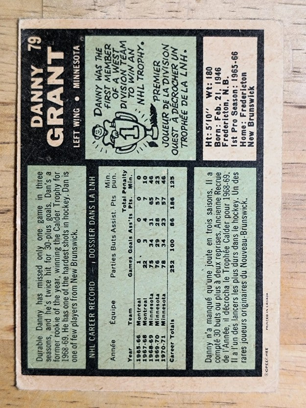 1971-72 O-Pee-Chee #79 Danny Grant (GOOD)